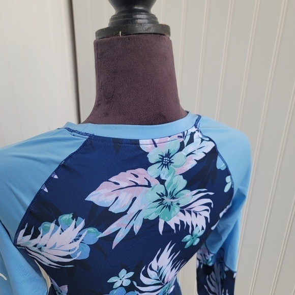Reel Legends Keep It Cool Woman's Aqua Blue Floral Long Sleeve Stretch Shirt S - Picture 6 of 9